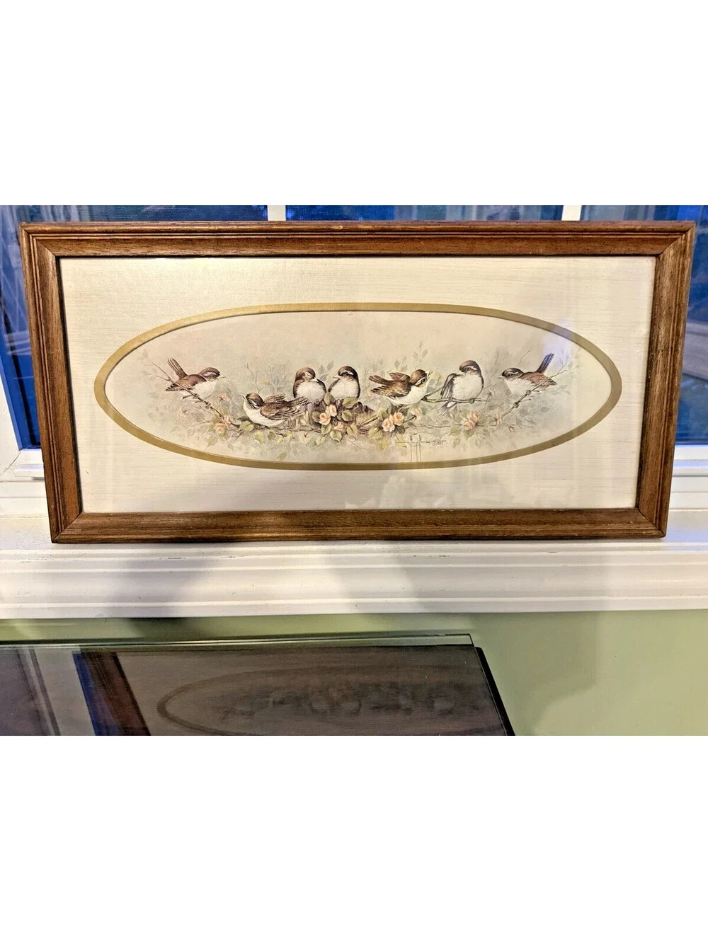 Home Interiors Margie Morrow Print Robbins Framed Matted Under Glass 21